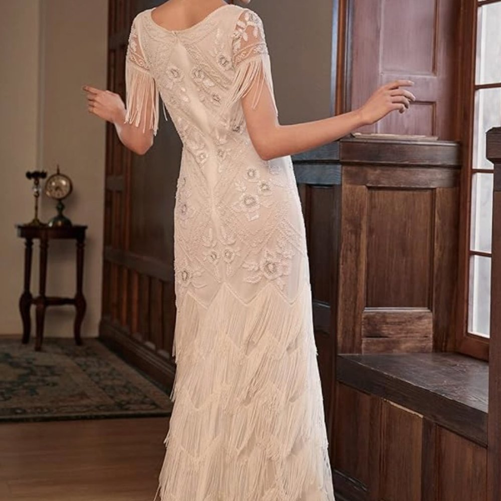 BABEYOND Women's Flapper Dress 1920s Gown Sequin Beaded Maxi Dress NEW! - Picture 6 of 8